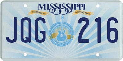 MS license plate JQG216