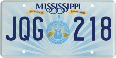 MS license plate JQG218