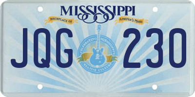 MS license plate JQG230
