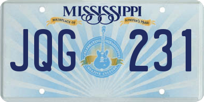 MS license plate JQG231