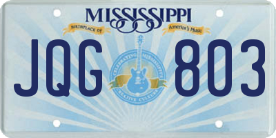 MS license plate JQG803