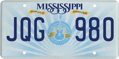MS license plate JQG980