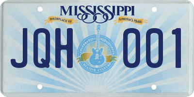 MS license plate JQH001