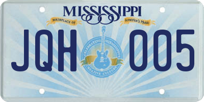 MS license plate JQH005