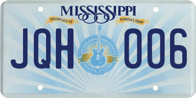 MS license plate JQH006