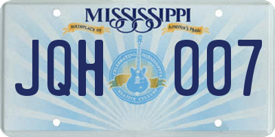 MS license plate JQH007