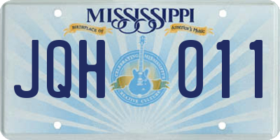 MS license plate JQH011