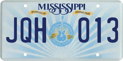 MS license plate JQH013