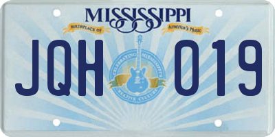 MS license plate JQH019