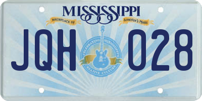 MS license plate JQH028
