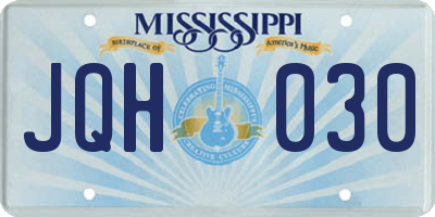 MS license plate JQH030