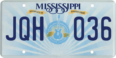 MS license plate JQH036
