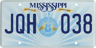 MS license plate JQH038