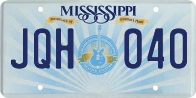 MS license plate JQH040