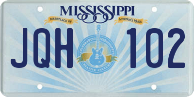 MS license plate JQH102