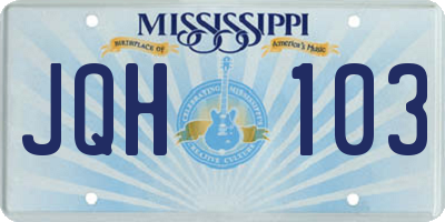 MS license plate JQH103