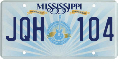 MS license plate JQH104