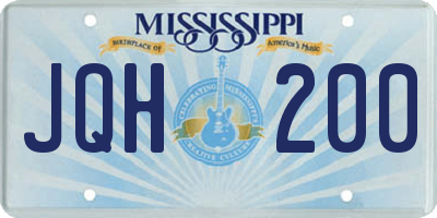 MS license plate JQH200