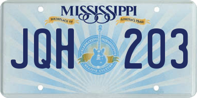 MS license plate JQH203