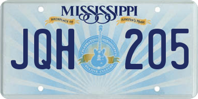 MS license plate JQH205