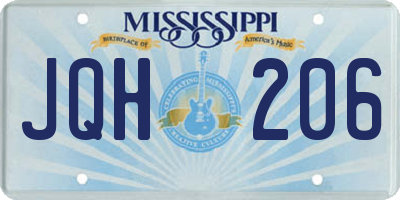 MS license plate JQH206