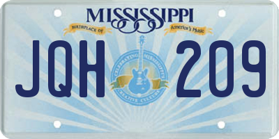 MS license plate JQH209