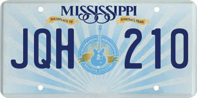 MS license plate JQH210