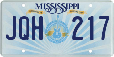MS license plate JQH217