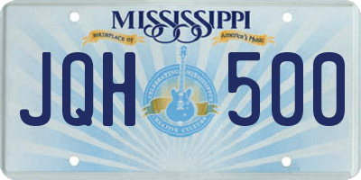 MS license plate JQH500