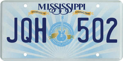 MS license plate JQH502