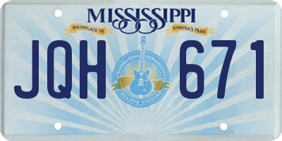 MS license plate JQH671