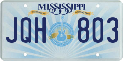 MS license plate JQH803