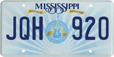 MS license plate JQH920