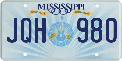 MS license plate JQH980