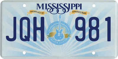MS license plate JQH981