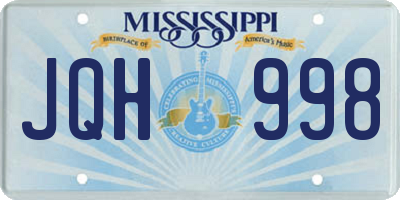 MS license plate JQH998