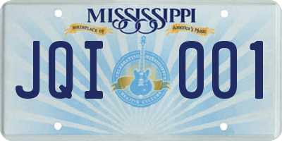 MS license plate JQI001