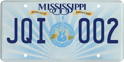 MS license plate JQI002