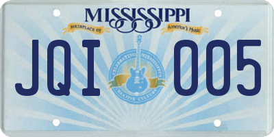 MS license plate JQI005