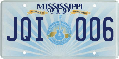 MS license plate JQI006