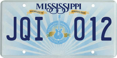 MS license plate JQI012