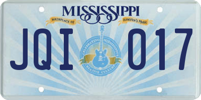 MS license plate JQI017