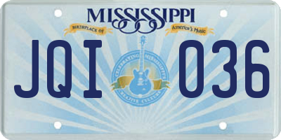 MS license plate JQI036