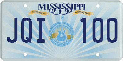 MS license plate JQI100