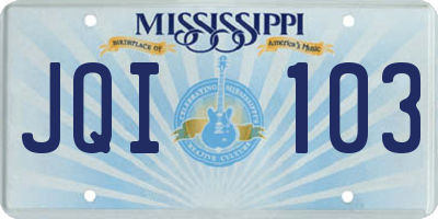 MS license plate JQI103