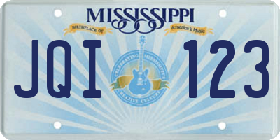 MS license plate JQI123