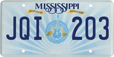 MS license plate JQI203