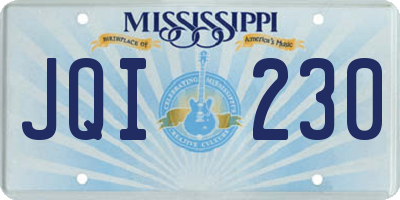 MS license plate JQI230