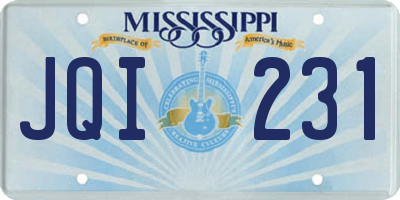 MS license plate JQI231