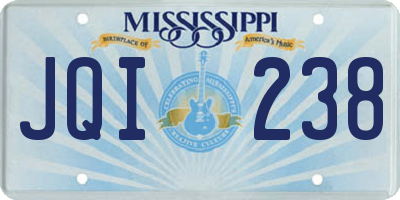 MS license plate JQI238